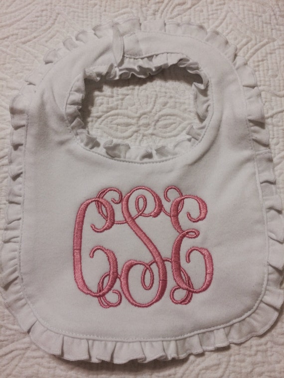 Monogram ruffled bib