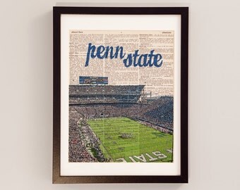 Penn State Dictionary Art Print - Beaver Stadium - Print on Vintage Dictionary Paper - Football Art, Penn State University Nittany Lions