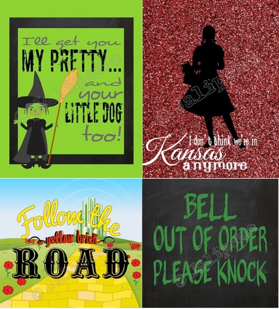 Items similar to Wizard of Oz Set of 4 PRINTABLES 8x10 Print Poster ...