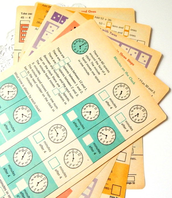 Vintage Math Book Pages. Children's Books. Old by ThePaperBasket
