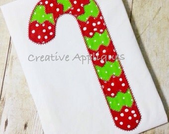 Candy Cane Vintage Stitch Applique Digital Machine Embroidery Design 4 Sizes, candy cane applique, christmas candy applique