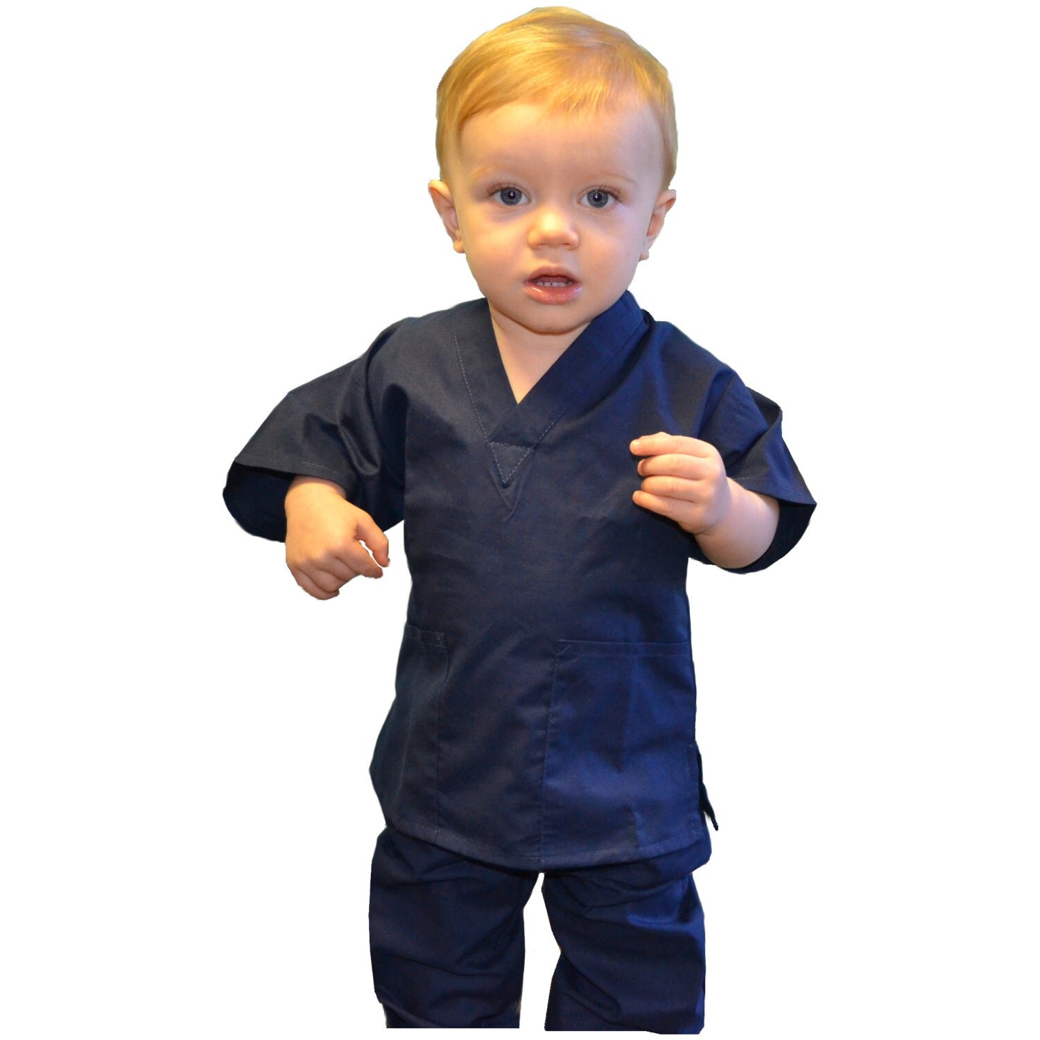Navy Blue Toddler Kids Scrubs for little Doctors and Nurses