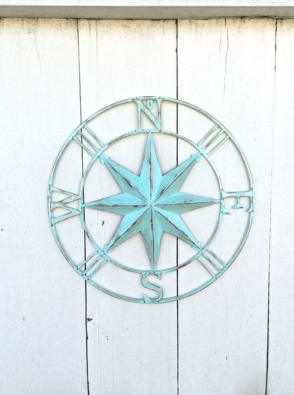 Nautical Wall Decor Metal Compass Wall Art by honeywoodhome
