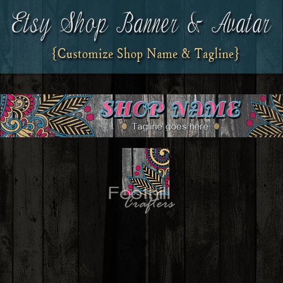 Etsy Shop Banner and Matching Avatar Premade Floral Over
