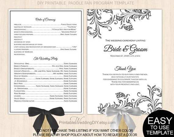 Diy Wedding Program Fans Kit With Design Template Image Wedding