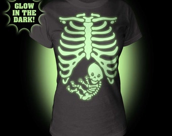 T-shirt Halloween Squelette Femme Enceinte - Déguisement Grossesse Léger Et Confortable