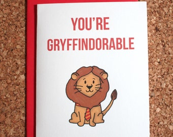 Harry Potter Card Gryffindor / You're gryffindorable / Harry Potter birthday card, Valentine, anniversary, love