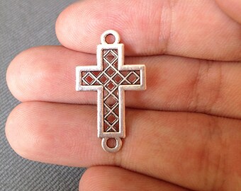 cross  Tone charm Silver   Charms BULK Christian bulk  Charms  Jewelry, sideways Cross 30 Cross