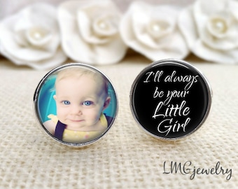 Father of the Bride Custom Photo Cufflinks, Father of the Bride Cufflinks, Custom Wedding Cufflinks,I'll Always be Your Little Girl