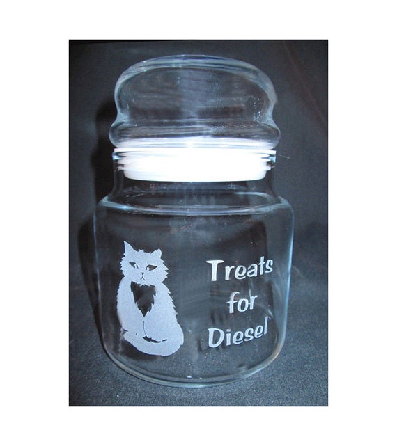Cat Treat Jar Custom Engraved Cat Treat Jar by MaggioDesigns