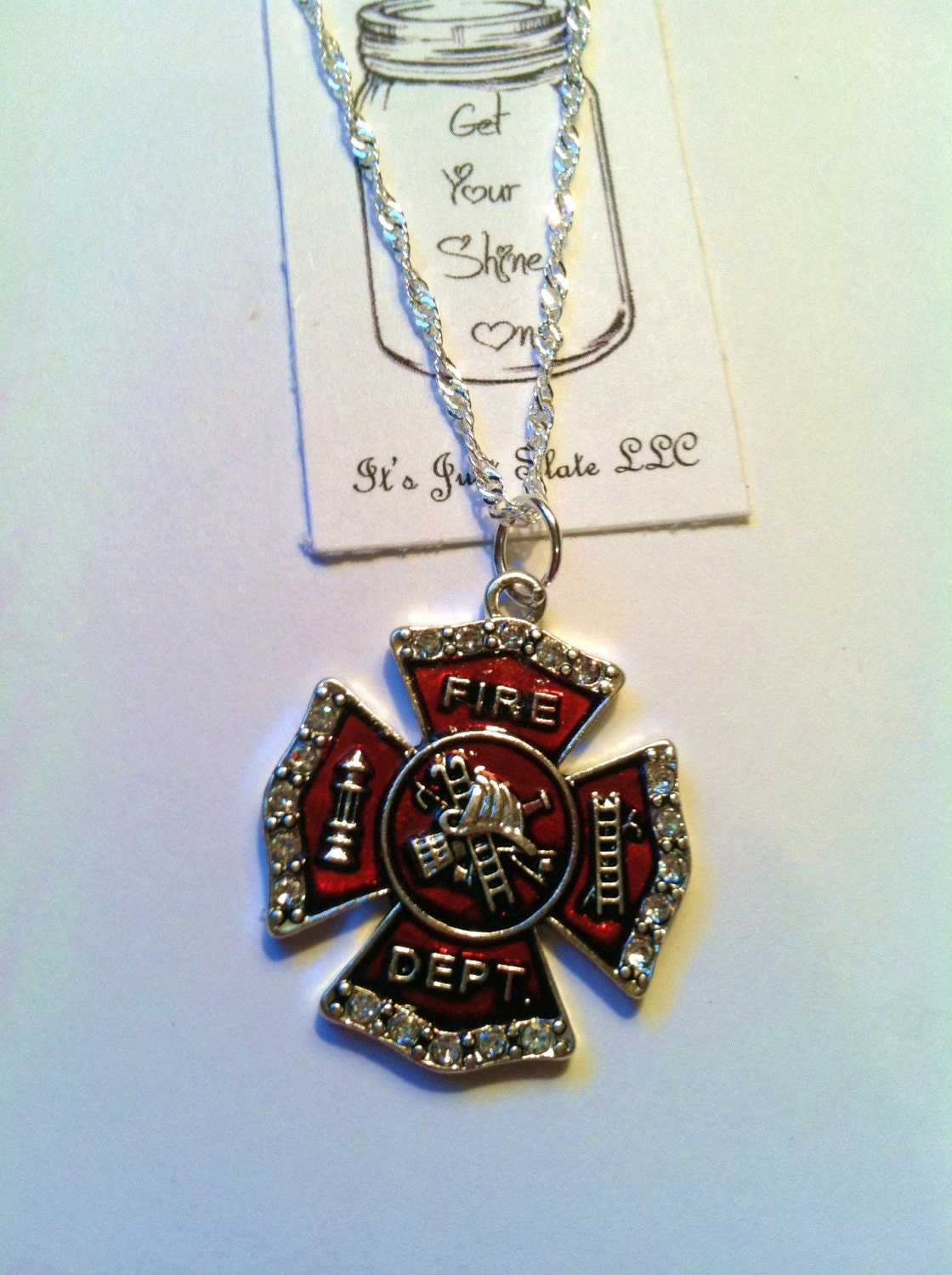 Sterling Silver Firefighter Necklace Firefighter by GetUrShineOn