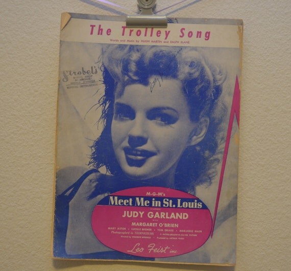 Vintage 1944 &quot;The Trolley Song&quot; Music and Song Book Featuring Judy Garland from Meet Me in St ...