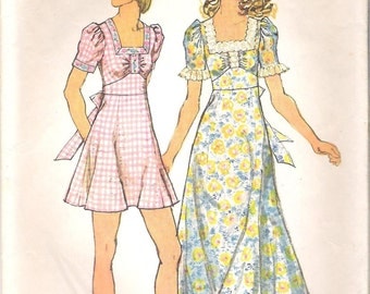 Vintage Spring/Summer Mini and Maxi Dress Pattern Simplicity 5616 bust ...