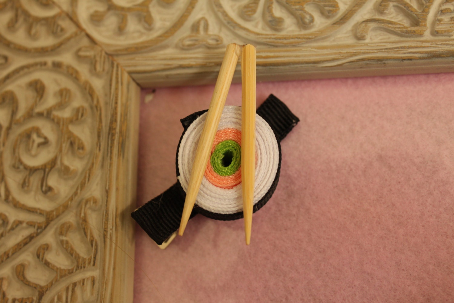 Sushi Ribbon Sculpture Hair Clip by MomsomniacsBows on Etsy