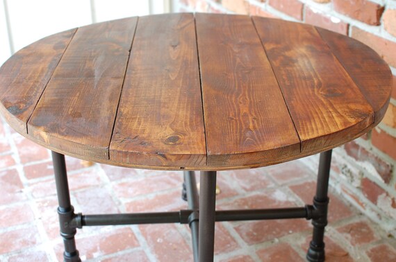 Round Coffee Table Industrial Wood Table 30 by sumsouthernsunshine