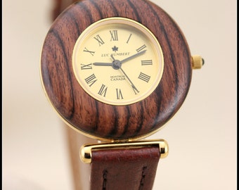 Wood watch, Wood watch women, Wooden watch, Brown wood watch women, Womens wooden watch, Bracelet brown leather, Swiss quartz, Wood gifts