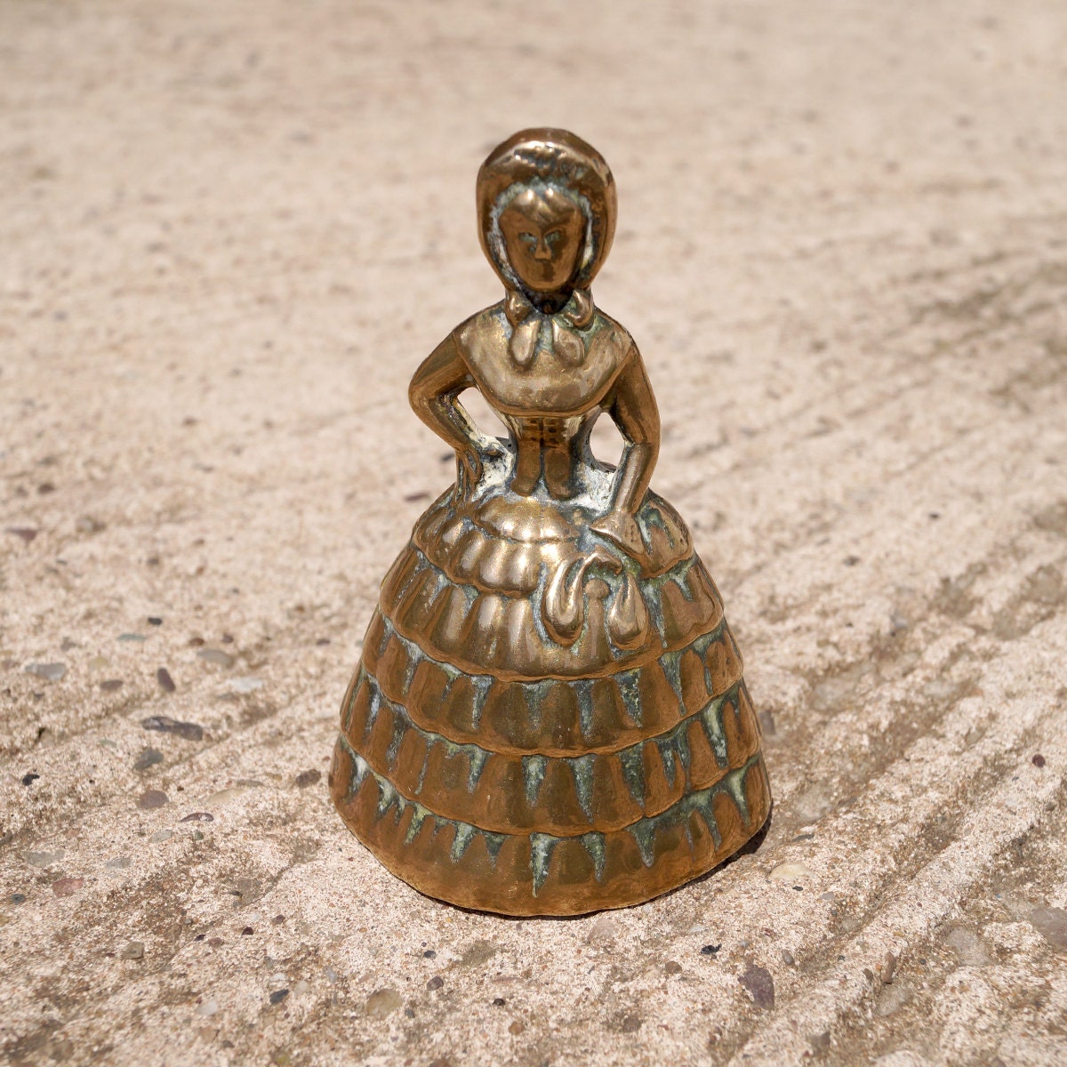Unique Solid Brass Bell Victorian lady / woman Original