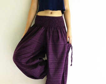 Women Harem Pants Yoga Pants Aladdin Pants Maxi Pants Baggy Pants Gypsy Pants Clothing Trouser Cotton Pants Purple (TCC19)