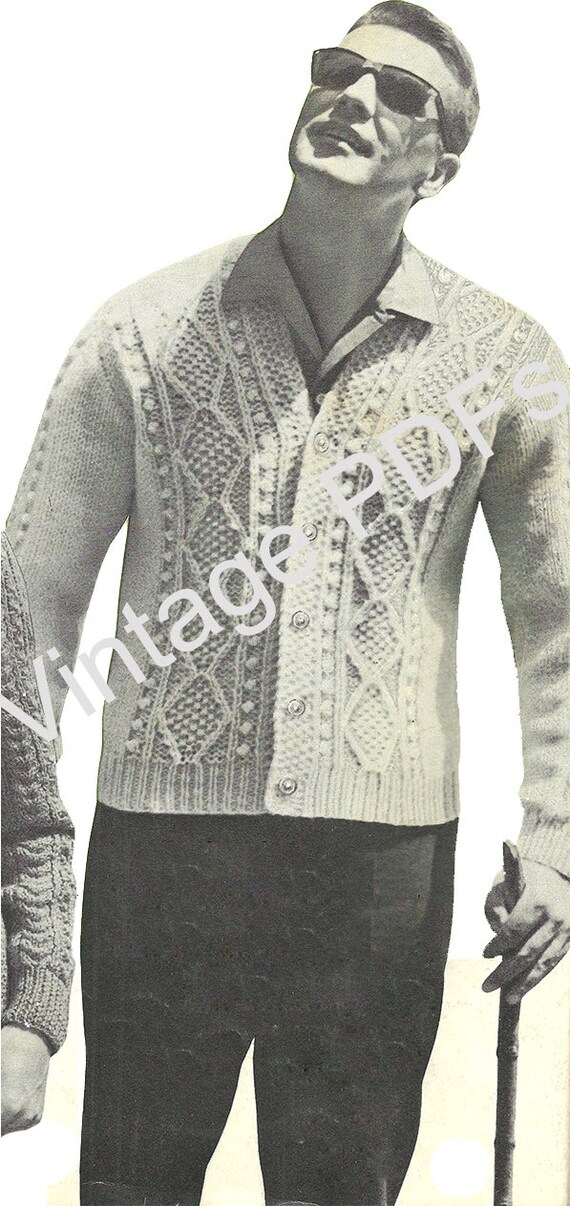 SINGLE PATTERN PDF Style 8402 Aran Fisherman Sweaters to Knit