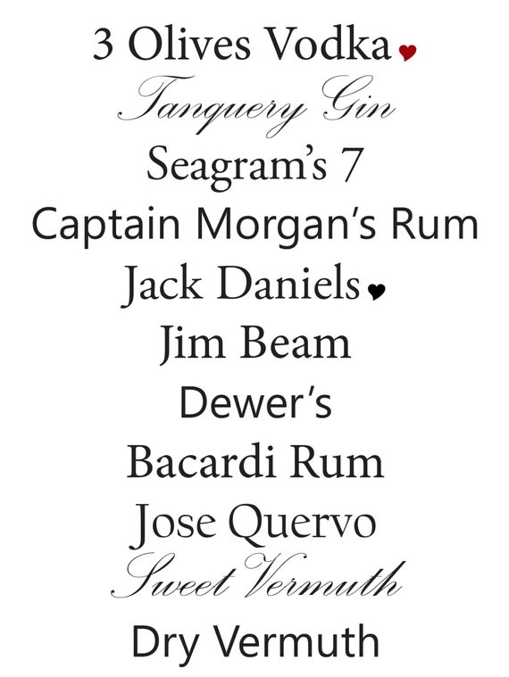 Items similar to Custom Printable Wedding Bar Sign Liquor List on Etsy