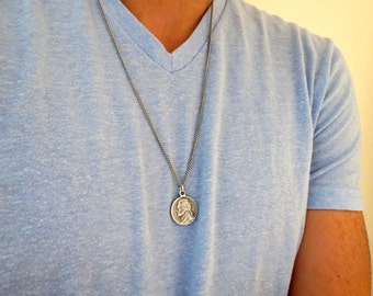Men's Necklace - Men's Coin Necklace - Men's Silver Necklace - Mens Jewelry - Necklaces For Men - Jewelry For Men - Gift for Him