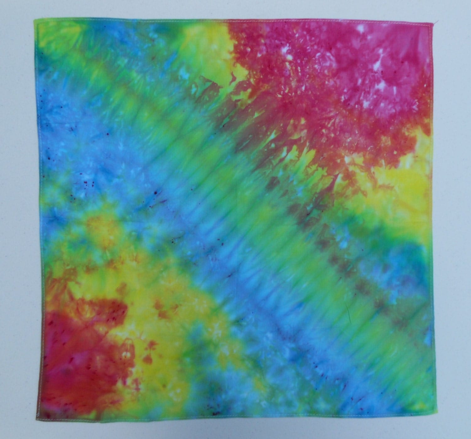 Tie Dye Bandana Handkerchief Wall Hang Rainbow by BeesHandcrafts