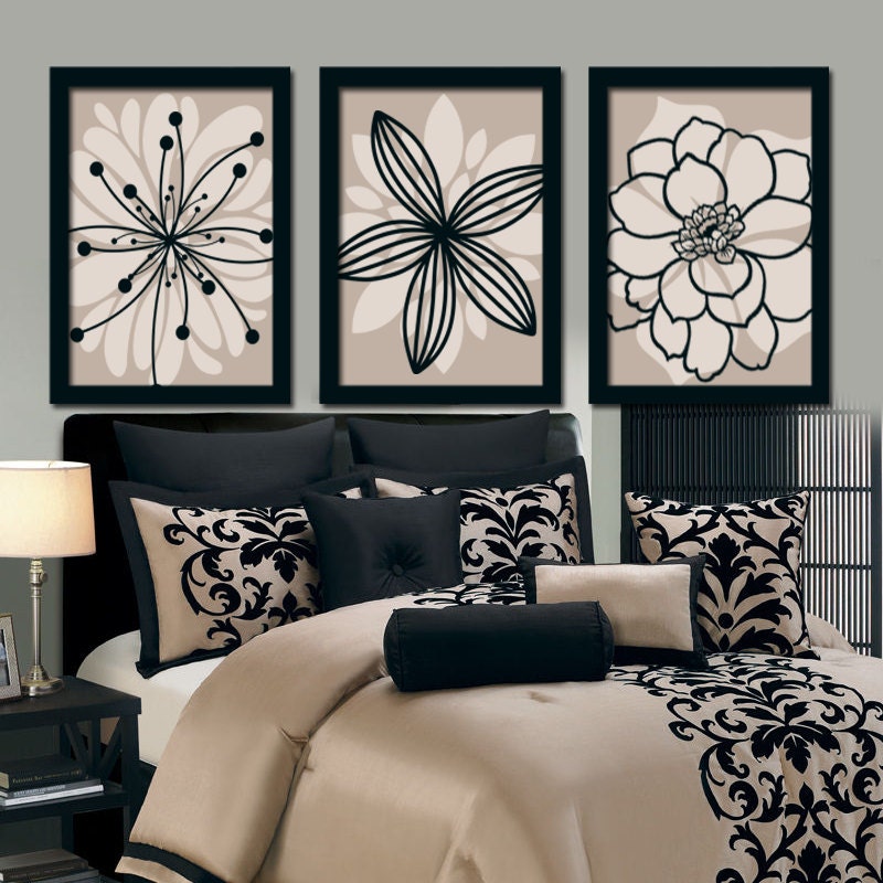 Beige Black Wall Art Bedroom Canvas or Prints Bathroom