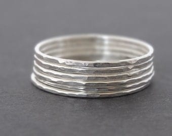 Thin Sterling Silver Rings 2, 3, 4, 5 or 6 stackable midi rings, pinky rings or thumb rings by bluebirdss on etsy