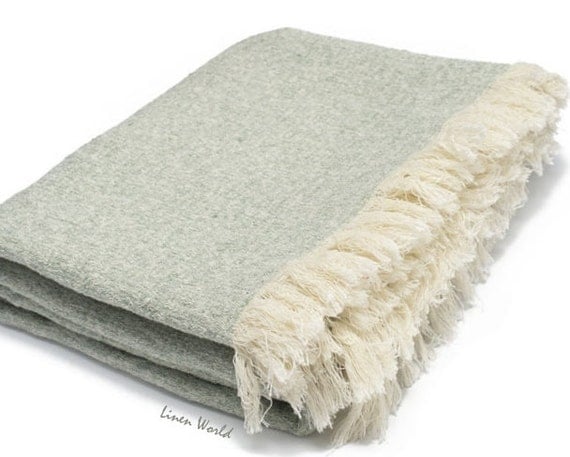 Washed Linen Blanket Throw soft linen picnic blanket by ...