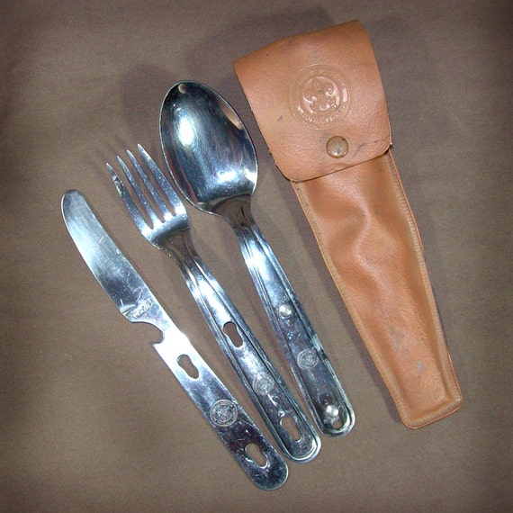 Vintage Boy Scouts Utensils Set 1960 Bsa Imperial Stainless 4236