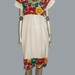 Vintage White Muticolor Floral Scallop Edge Embroidery Ethnic Hippie Boho Kimono Sleeve Multifunctional Short Caftan Dress