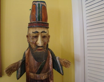 Large Antique Santos Carved Wooden Bultos