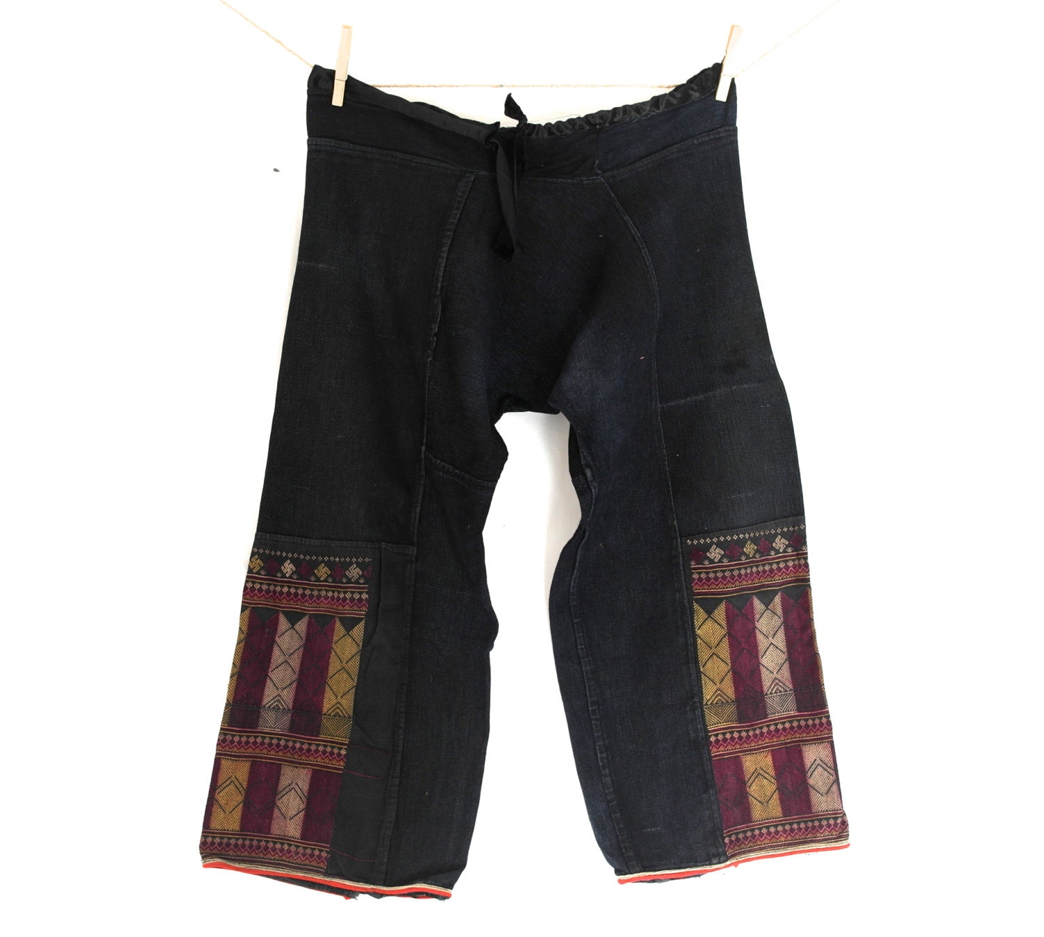 tribal trousers vintage ethnic Red Dzao trousers / pants