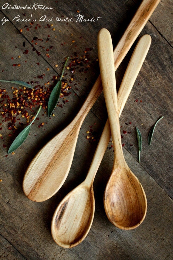 Wooden Spoon Set Kitchen Utensils Basic by OldWorldKitchen on Etsy
