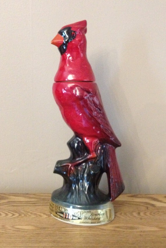 Vintage Jim Beam Red Cardinal Whiskey Bottle Kentucky Bourbon