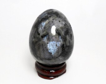Yoni Egg, Black moonstone egg, Larvikite egg, Crystal egg, moonstone egg, 45mm egg, carved stone egg, reiki egg, metaphysical crystal egg