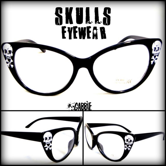 Skulls Eyewear Vintage Retro Cat Eye By Gabbiecustomart On Etsy 