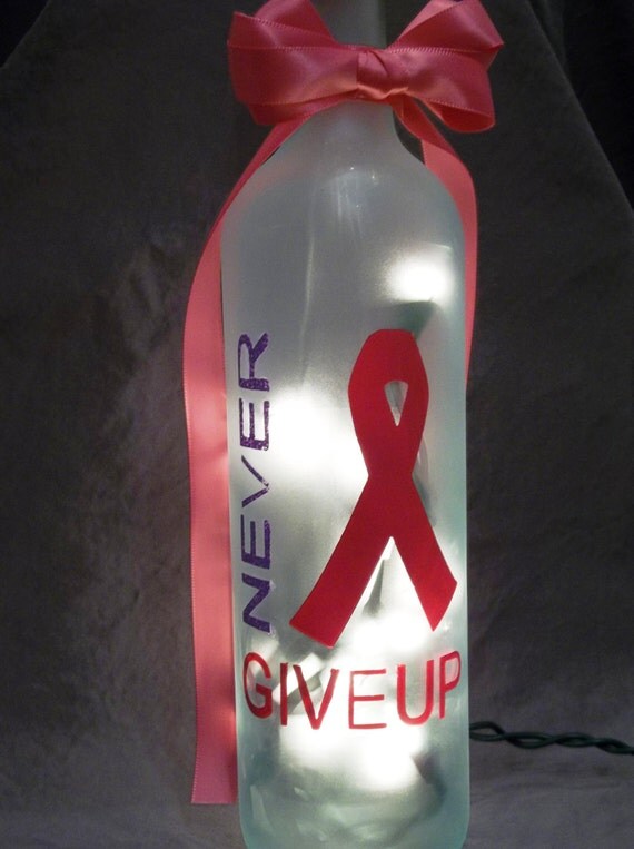 Items similar to Lighted Breast Cancer Wine Bottle on Etsy