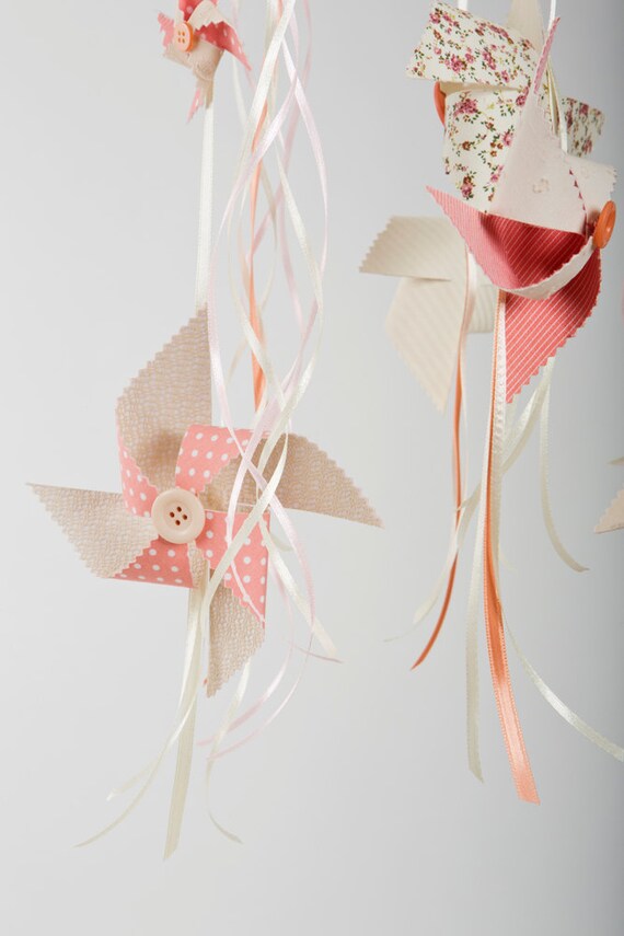 Coral nursery mobile Baby girl mobile coral pink Nursery