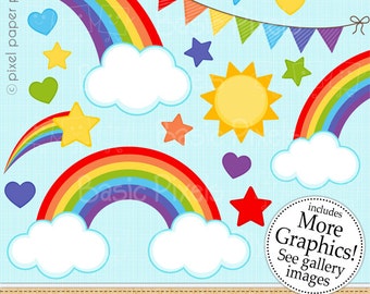 Rainbow clipart - Digital Clip Art - Personal and commercial use