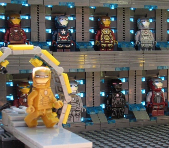 Items similar to Iron Man GANTRY: GARAGE Custom Lego Minifigure Stark ...