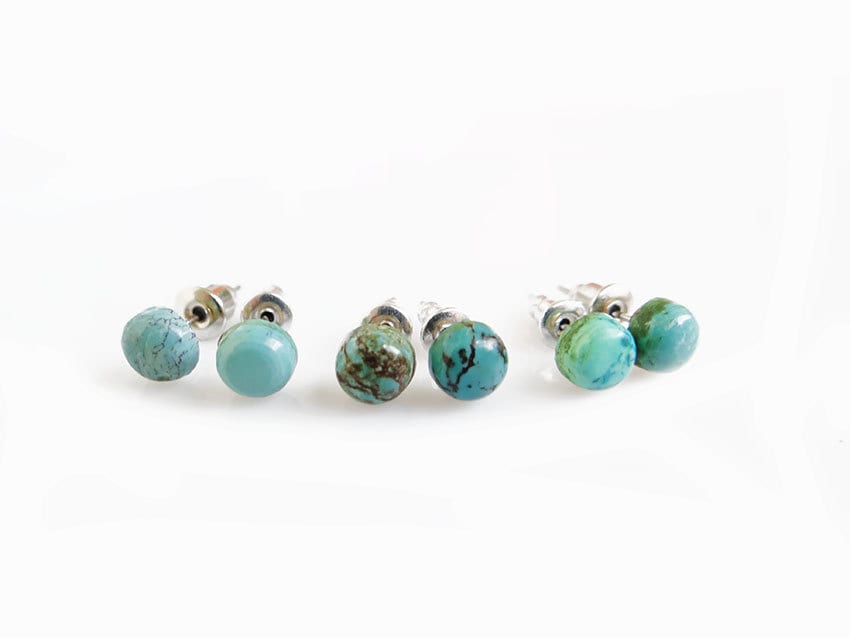 Turquoise Stud Earrings Small Genuine Turquoise Studs Tiny