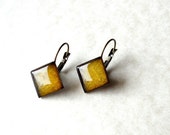 Sunglow earrings / Rhomb yellow earrings / Antique bronze earrings / Amber earrings / Honey earrings / Lightweight earrings / FREE SHIPPING