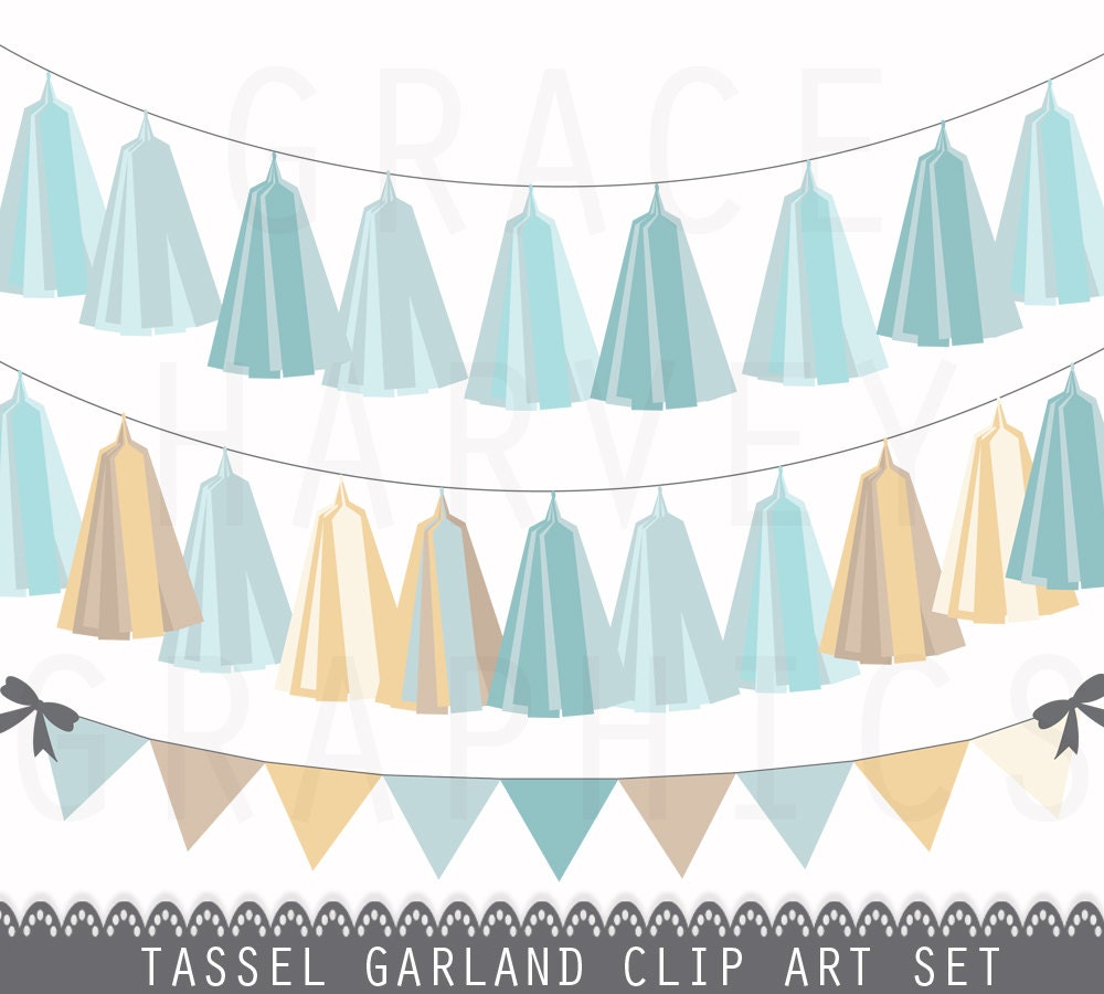 Tassel Garland and Bunting Banner Clip Art INSTANT download