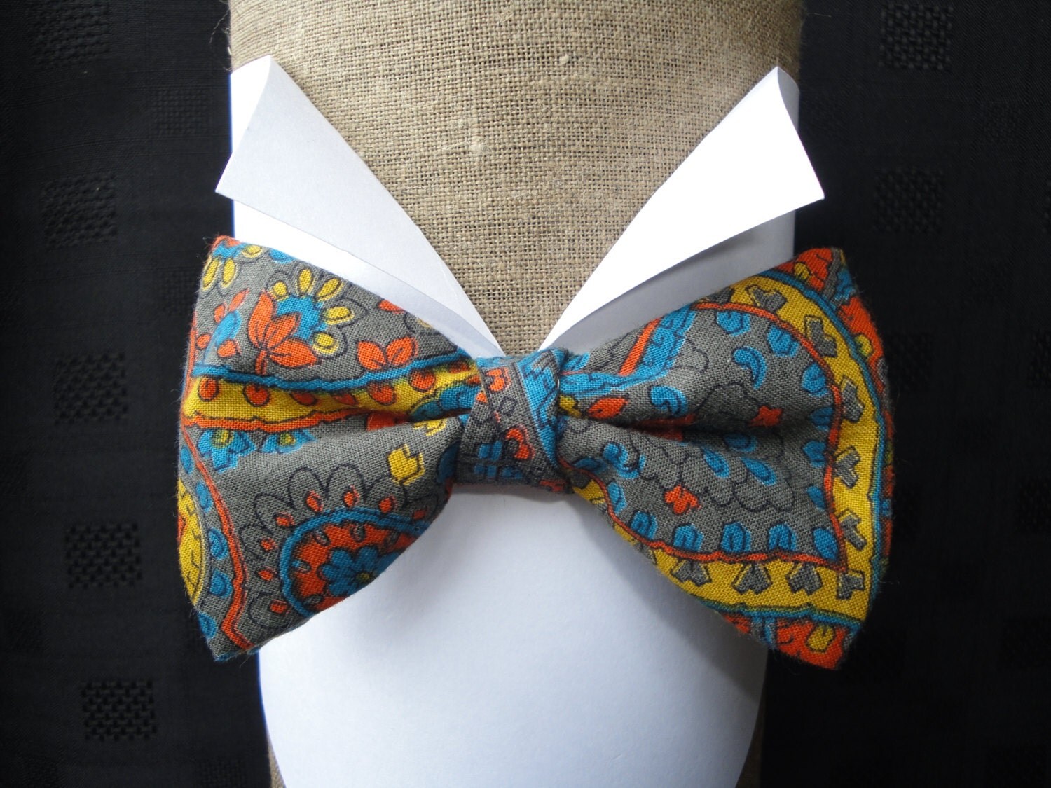 Paisley Print Bow Tie made from vintage fabric pre by DapperJackUK