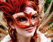 Pheonix - OOAK Beaded Masquerade Ball Mask in Red and Gold - Masquerade Wedding