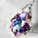 Ice Rainbow Necklace - Sterling Silver Wire Wrapped Crystal Pendant - Lavender Blue Pink Aurora