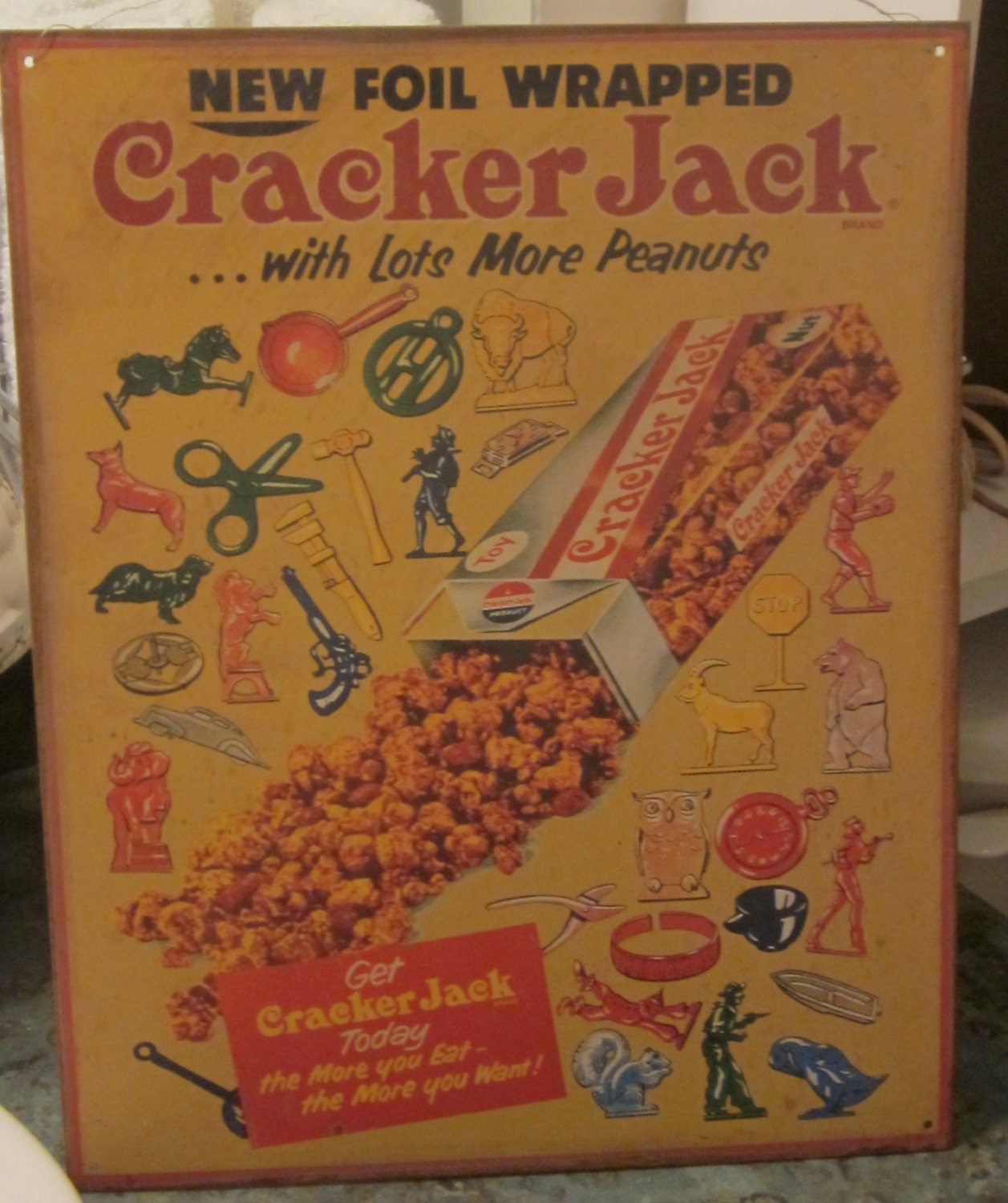 Vintage Cracker Jack Tin Sign