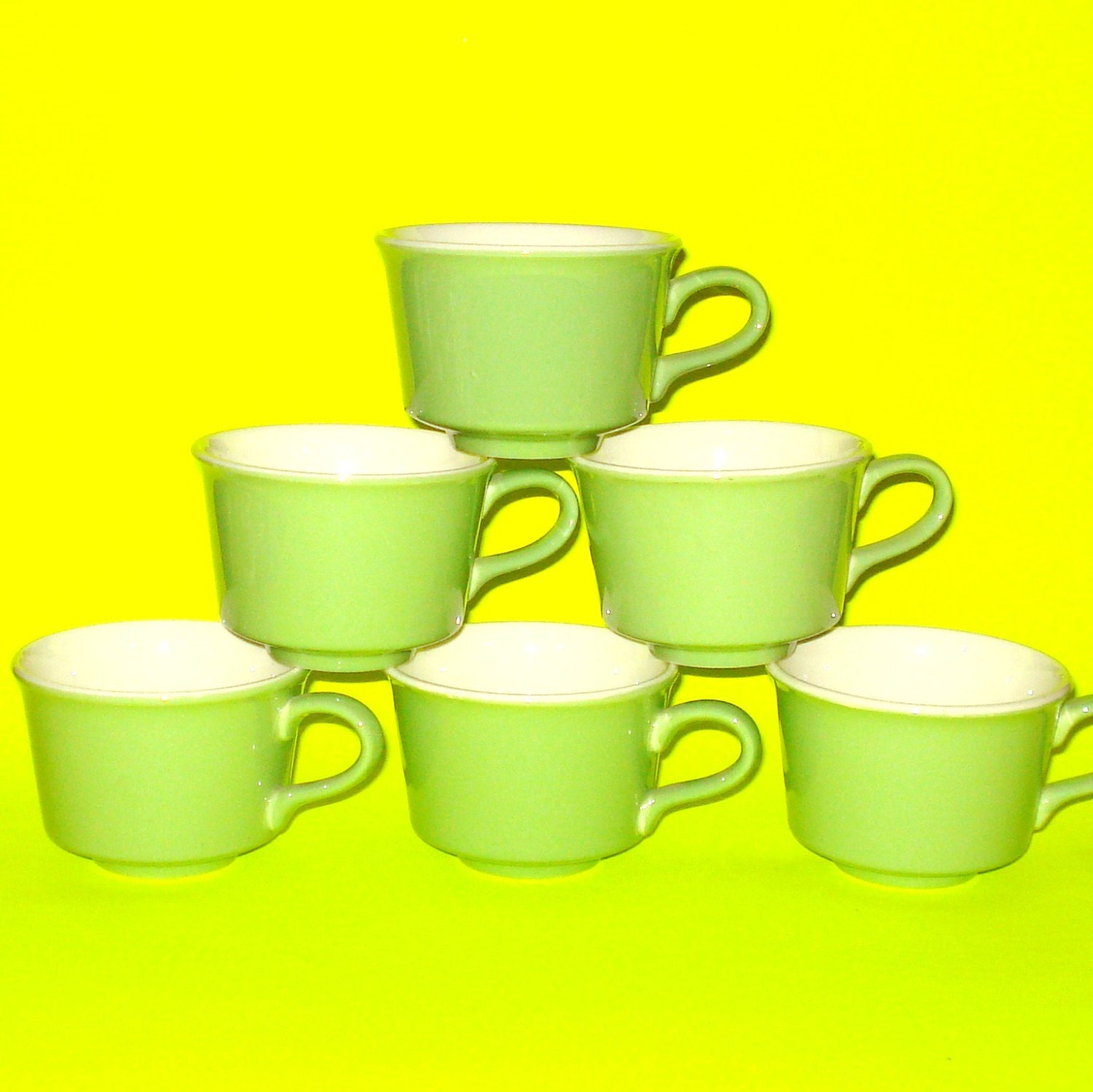 Vintage Green Coffee Cups Set of 6