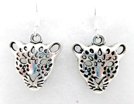 leopard face earrings